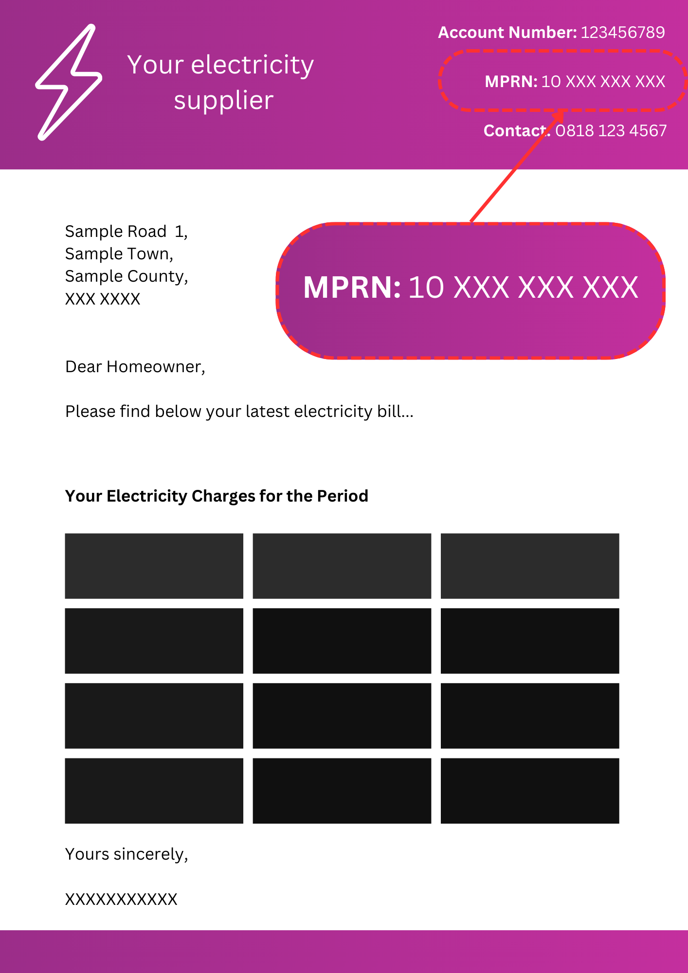 Sample Electricity Bill